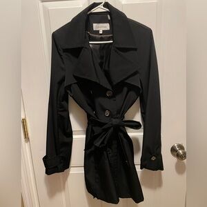 Calvin Klein Women's Elegant Black Trench Coat EUC size medium